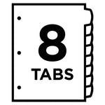 Big Tab Printable White Label Tab Dividers, 8-Tab, 11 x 8.5, White, 20 Sets