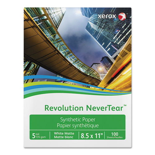 Revolution NeverTear, 5 mil, 8.5 x 11, Smooth White, 100 Sheets/Ream, 5 Reams/Carton