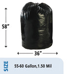 Total Recycled Content Plastic Trash Bags, 60 gal, 1.5 mil, 36" x 58", Brown/Black, 100/Carton