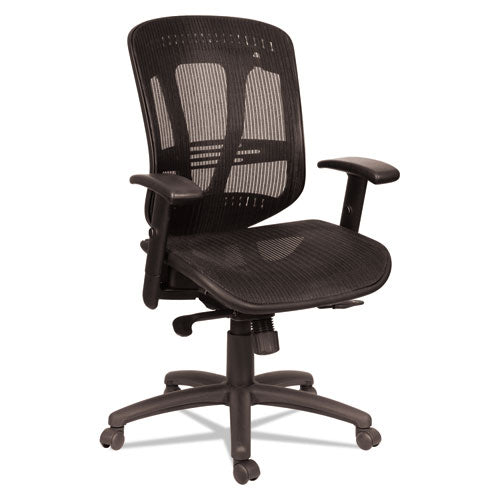 Alera Eon Series Multifunction Mid-Back Suspension Mesh Chair, Supports Up to 275 lb, 17.51" to 21.25" Seat Height, Black