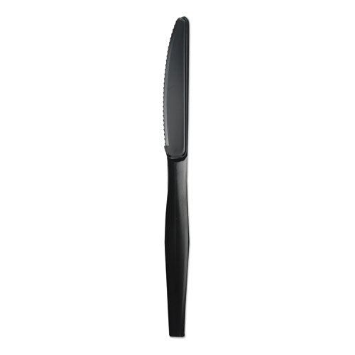 Heavyweight Polypropylene Cutlery, Knife, Black, 1000/Carton