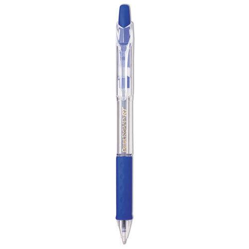 R.S.V.P. RT Ballpoint Pen, Retractable, Medium 1 mm, Blue Ink, Clear Barrel, Dozen