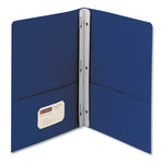 2-Pocket Folder with Tang Fastener, 0.5" Capacity, 11 x 8.5, Dark Blue, 25/Box