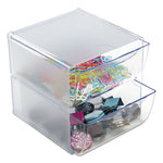 Stackable Cube Organizer, 2 Compartments, 2 Drawers, Plastic, 6 x 7.2 x 6, Clear