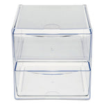 Stackable Cube Organizer, 2 Compartments, 2 Drawers, Plastic, 6 x 7.2 x 6, Clear