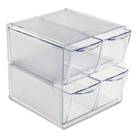 Stackable Cube Organizer, 4 Compartments, 4 Drawers, Plastic, 6 x 7.2 x 6, Clear