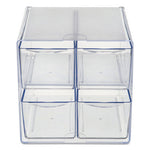 Stackable Cube Organizer, 4 Compartments, 4 Drawers, Plastic, 6 x 7.2 x 6, Clear