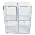 Tilt Bin Interlocking 4-Bin Organizer, Plastic, 4.63 x 4.88 x 5.5, White/Clear