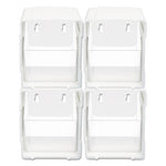 Tilt Bin Interlocking 4-Bin Organizer, Plastic, 4.63 x 4.88 x 5.5, White/Clear