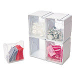 Tilt Bin Interlocking 4-Bin Organizer, Plastic, 4.63 x 4.88 x 5.5, White/Clear