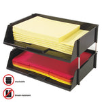 Industrial Tray Side-Load Stacking Tray Set, 2 Sections, Letter to Legal Size Files, 16.38" x 11.13" x 3.5", Black, 2/Pack