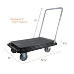 Heavy-Duty Platform Cart, 300 lb Capacity, 21 x 32.5 x 37.5, Black