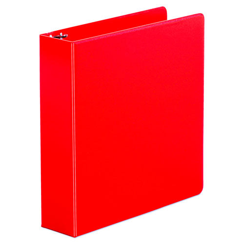 Economy Non-View Round Ring Binder, 3 Rings, 2" Capacity, 11 x 8.5, Red