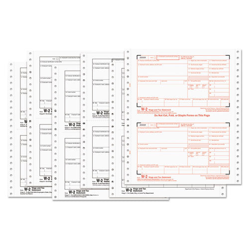 W-2 Tax Forms for Dot Matrix Printers, Fiscal Year: 2023, Six-Part Carbonless, 8.5 x 5.5, 2 Forms/Sheet, 600 Forms Total