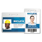 SICURIX Badge Holder, Horizontal, 2.13 x 3.38, Clear, 12/Pack