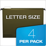 SureHook Hanging Pocket File, Letter Size, 1/5-Cut Tabs, Standard Green, 4/Pack