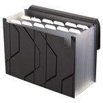 Sliding Cover Expanding File, 4" Expansion, 13 Sections, Cord/Hook Closure, 1/6-Cut Tabs, Letter Size, Black