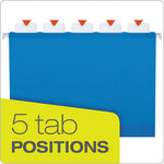 Ready-Tab Colored Reinforced Hanging Folders, Letter Size, 1/5-Cut Tabs, Blue, 25/Box