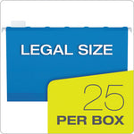 SureHook Reinforced Extra-Capacity Hanging Box File, 1 Section, 2" Capacity, Legal Size, 1/5-Cut Tabs, Blue, 25/Box