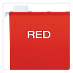 Ready-Tab Colored Reinforced Hanging Folders, Letter Size, 1/5-Cut Tabs, Red, 25/Box