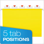 Ready-Tab Colored Reinforced Hanging Folders, Letter Size, 1/5-Cut Tabs, Yellow, 25/Box