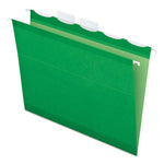 Ready-Tab Colored Reinforced Hanging Folders, Letter Size, 1/5-Cut Tabs, Bright Green, 25/Box