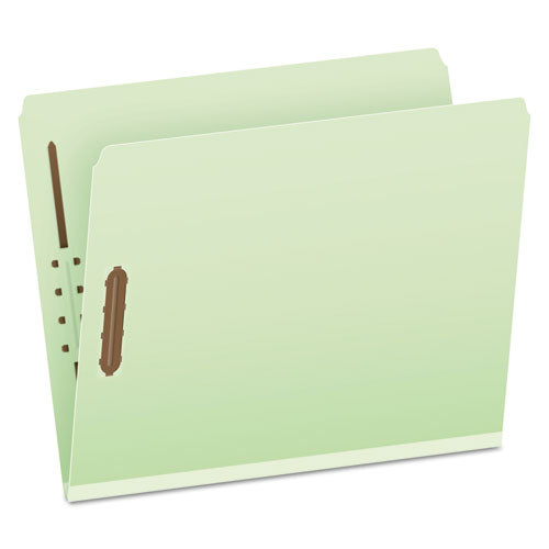 Heavy-Duty Pressboard Folders with Embossed Fasteners, Straight Tabs, 2" Expansion, 2 Fasteners, Letter Size, Green, 25/Box