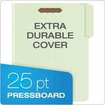 Heavy-Duty Pressboard Folders with Embossed Fasteners, 1/3-Cut Tabs, 2" Expansion, 2 Fasteners, Letter Size, Green, 25/Box