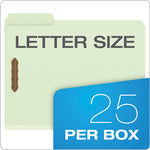 Heavy-Duty Pressboard Folders with Embossed Fasteners, 1/3-Cut Tabs, 2" Expansion, 2 Fasteners, Letter Size, Green, 25/Box