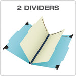 Hanging Classification Folders with Dividers, Legal Size, 2 Dividers, 2/5-Cut Exterior Tabs, Blue