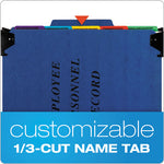 Hanging-Style Personnel Folders, 5 Dividers with 1/5-Cut Tabs, Letter Size, 1/3-Cut Exterior Tabs, Blue