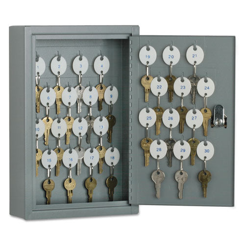 7125011515435 SKILCRAFT Locking Key Cabinet, 30-Key, Steel, Gray, 8 x 2.63 x 12.25