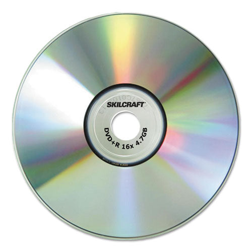 7045015155374, SKILCRAFT Branded Attribute Media Disks, DVD+R, 4.7 GB, 4x, Spindle, Silver, 25/Pack