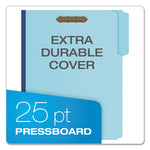 Earthwise by Pendaflex Heavy-Duty Pressboard Fastener Folders, 2" Expansion, 2 Fasteners, Letter Size, Light Blue, 25/Box