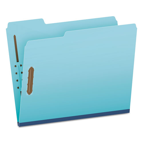 Earthwise by Pendaflex Heavy-Duty Pressboard Fastener Folders, 2" Expansion, 2 Fasteners, Letter Size, Light Blue, 25/Box