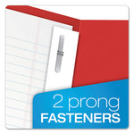 Twin-Pocket Folders with 3 Fasteners, 0.5" Capacity, 11 x 8.5, Red, 25/Box