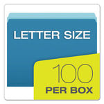 Colored File Folders, Straight Tabs, Letter Size, Blue/Light Blue, 100/Box