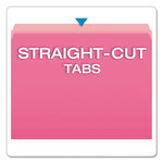 Colored File Folders, Straight Tabs, Letter Size, Pink/Light Pink, 100/Box