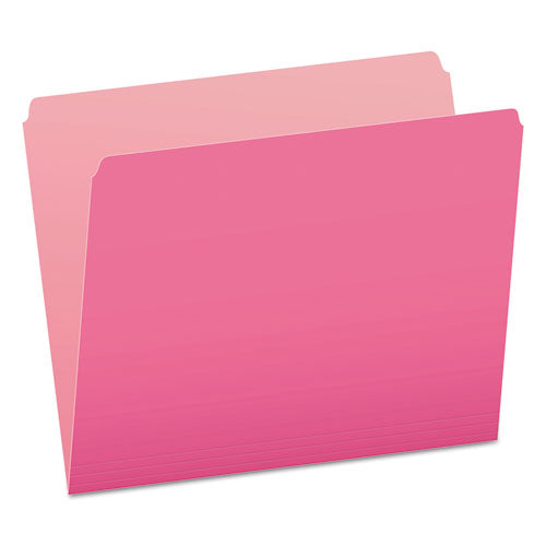 Colored File Folders, Straight Tabs, Letter Size, Pink/Light Pink, 100/Box