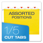 Extra Capacity Reinforced Hanging File Folders with Box Bottom, 2" Capacity, Letter Size, 1/5-Cut Tabs, Yellow, 25/Box