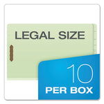 End Tab Classification Folders, 2" Expansion, 2 Dividers, 6 Fasteners, Legal Size, Pale Green Exterior, 10/Box