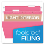 Colored Hanging Folders, Letter Size, 1/5-Cut Tabs, Pink, 25/Box