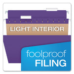 Colored Hanging Folders, Letter Size, 1/5-Cut Tabs, Violet, 25/Box