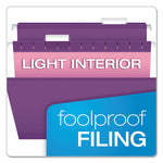 Colored Reinforced Hanging Folders, Letter Size, 1/5-Cut Tabs, Violet, 25/Box