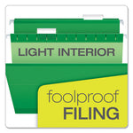 Colored Reinforced Hanging Folders, Letter Size, 1/5-Cut Tabs, Bright Green, 25/Box