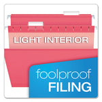 Colored Reinforced Hanging Folders, Legal Size, 1/5-Cut Tabs, Pink, 25/Box