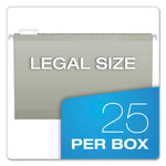 Colored Reinforced Hanging Folders, Legal Size, 1/5-Cut Tabs, Gray, 25/Box