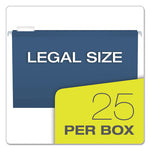 Colored Reinforced Hanging Folders, Legal Size, 1/5-Cut Tabs, Navy, 25/Box