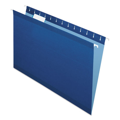 Colored Reinforced Hanging Folders, Legal Size, 1/5-Cut Tabs, Navy, 25/Box