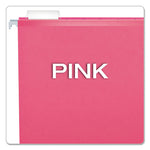 Colored Reinforced Hanging Folders, Legal Size, 1/5-Cut Tabs, Pink, 25/Box